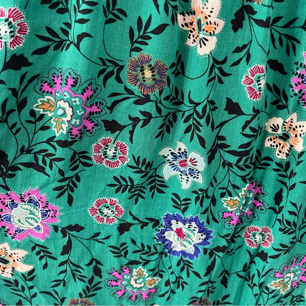 KNOX ROSE Womens Smocked Floral Maxi Dress Size XXL Green Tiered One Shoulder - Picture 7 of 11